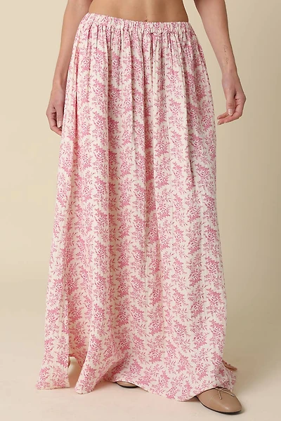 Pink Floral Maxi Skirt