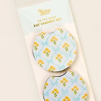 Blue & Yellow Floral Car Coasters
