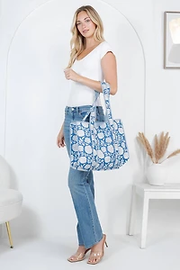 Floral Quilted Tote Bag