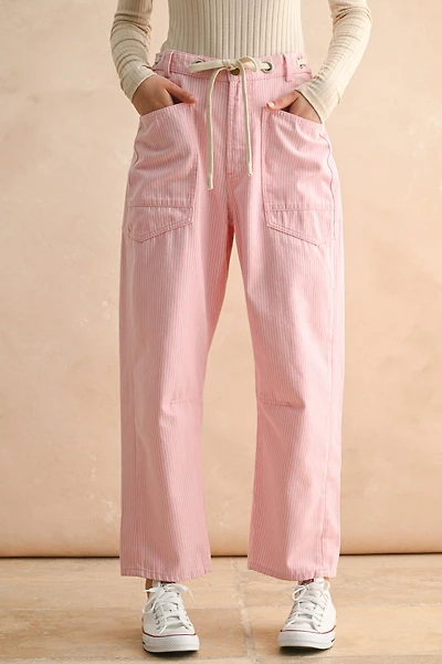 Pink Striped Barrel Pants