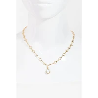 Faceted Rhinestone Pendant And Chain Necklace