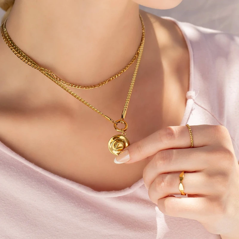 18K Gold Stainless Steel Charm Holder Necklace