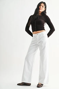 Non Stretch Baggy Wide Leg