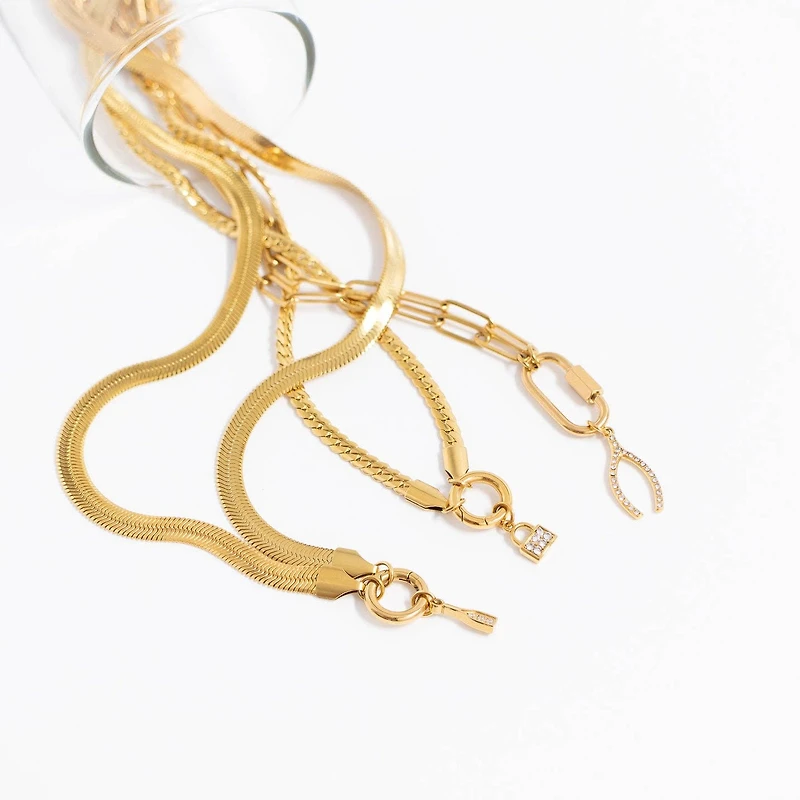 18K Gold Stainless Steel Charm Holder Necklace