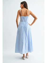 Blue Lace Trim Maxi Sundress