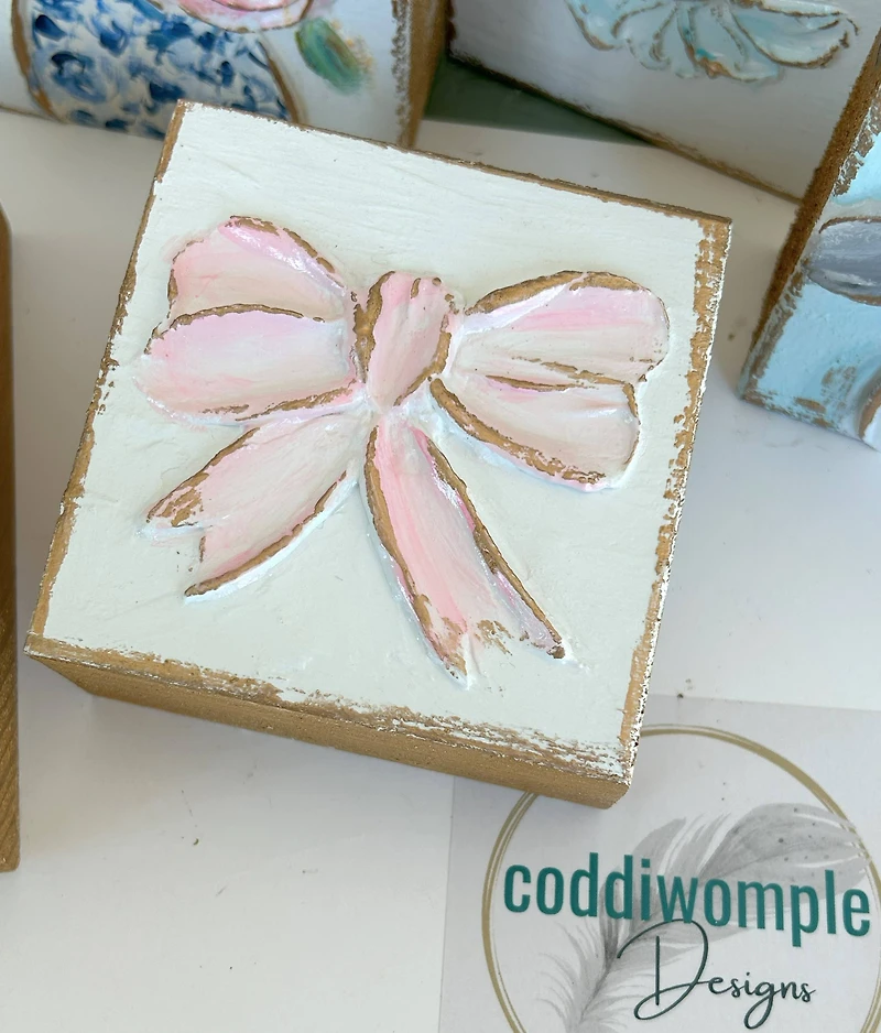 Pink Bow Mini Block