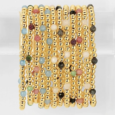 Stretch Beaded Bracelet With Stone Accents