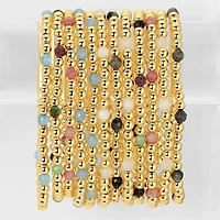 Stretch Beaded Bracelet With Stone Accents