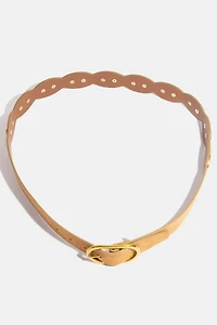 Brown & Gold Oval Accent Suede Belt