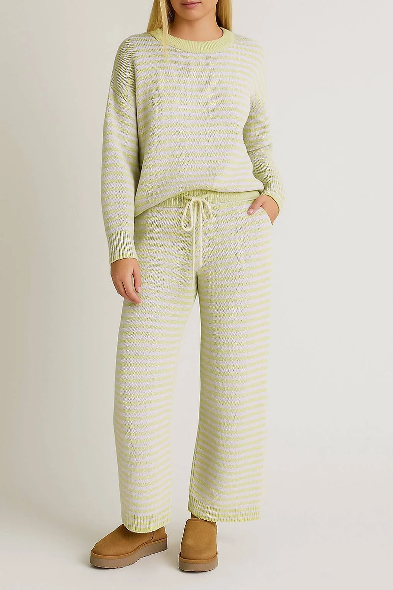 Lavender & Green Stripe Sweater Pants Set