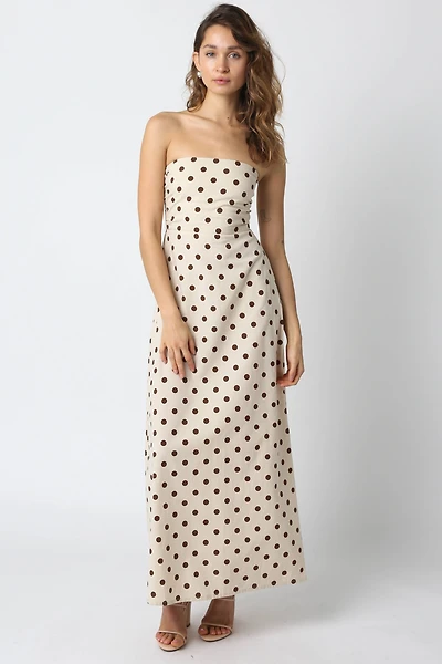 Cream & Brown Polka Dot Maxi Dress