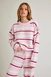 Pink & Cream Stripe Sweater Pants Set