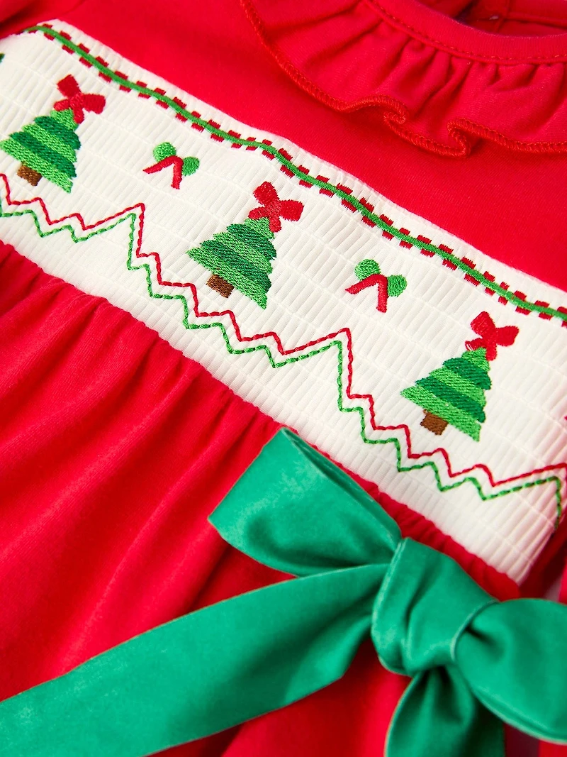 Red Christmas Smocked Romper