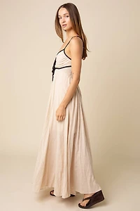 Beige Sian Contrast Tie Maxi Dress