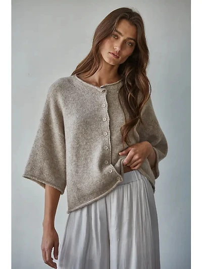 Light Brown Button Up Cardigan Top