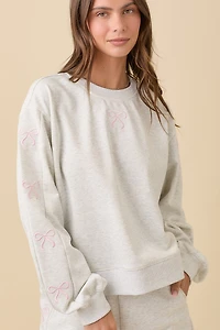 Heather Grey Bow Crewneck