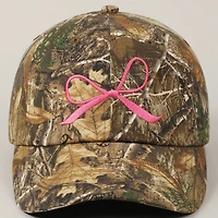 Ribbon Bow Embroidery Camo Baseball Cap