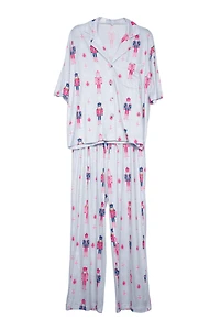 Blue Nutcrackers Christmas Light Lounge Pants Set