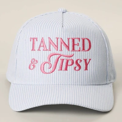 Blue Seersucker Tanned & Tipsy Trucker Hat