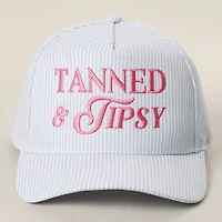 Blue Seersucker Tanned & Tipsy Trucker Hat