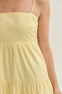Yellow Iris Poplin Tiered Maxi Dress