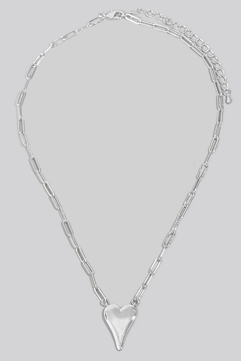 Gold Dipped Long Heart Oval Hoop Chain Necklace