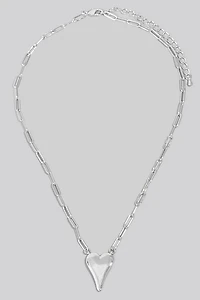 Gold Dipped Long Heart Oval Hoop Chain Necklace