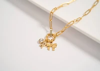 18K Gold Paperclip Rhinestone Charm Holder Necklace