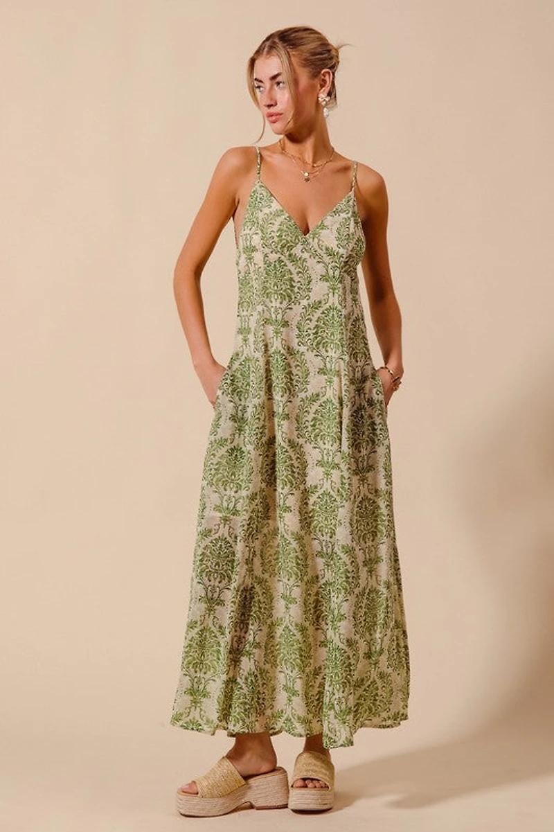 Sage Green Floral Maxi Dress