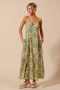 Sage Green Floral Maxi Dress