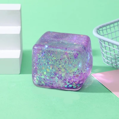 Purple Glitter Cube Squishy