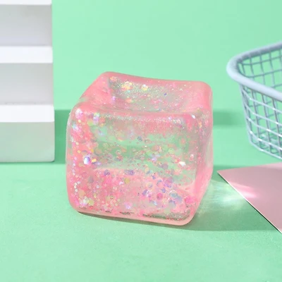 Pink Glitter Cube Squishy
