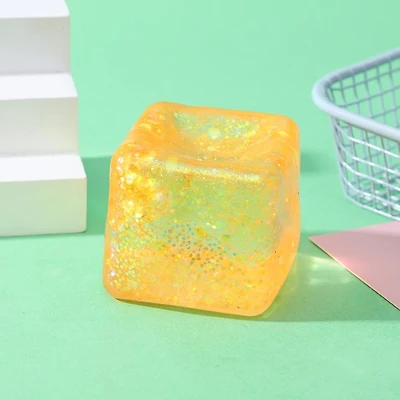 Orange/Yellow Glitter Cube Squishy