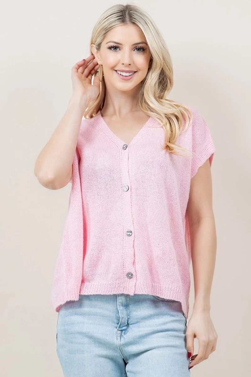 Short Sleeve Button Down Cardigan
