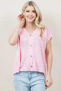Short Sleeve Button Down Cardigan