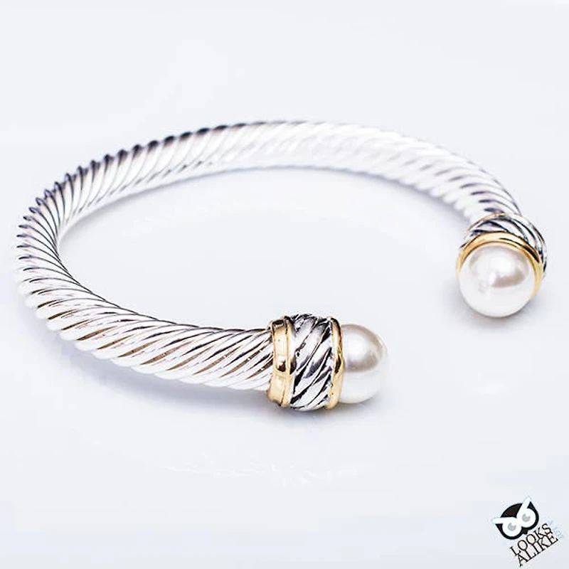 Dressy Pearl Cable Bangle