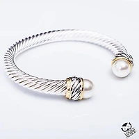 Dressy Pearl Cable Bangle
