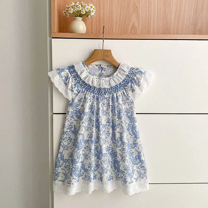Blue Floral Baby Romper/Dress