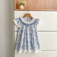 Blue Floral Baby Romper/Dress