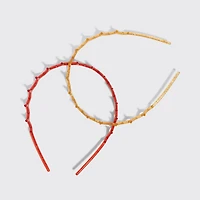 Recycled Plastic Zigzag Headbands 2pc Set - Gold & Red