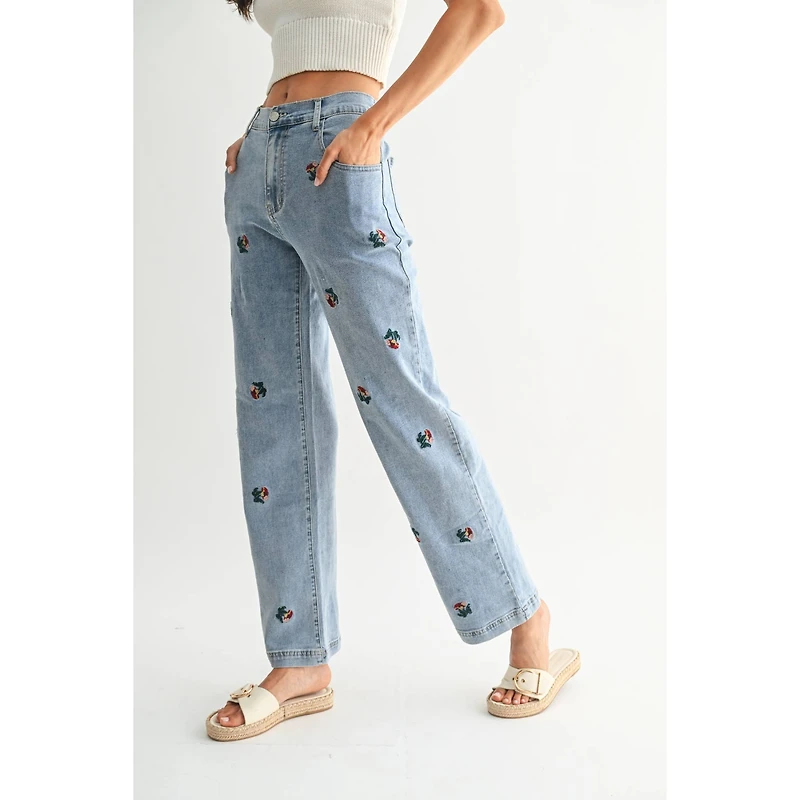 Embroidered Floral Jeans