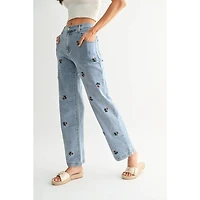 Embroidered Floral Jeans