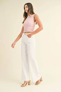 White Palazzo Wide Leg Jeans