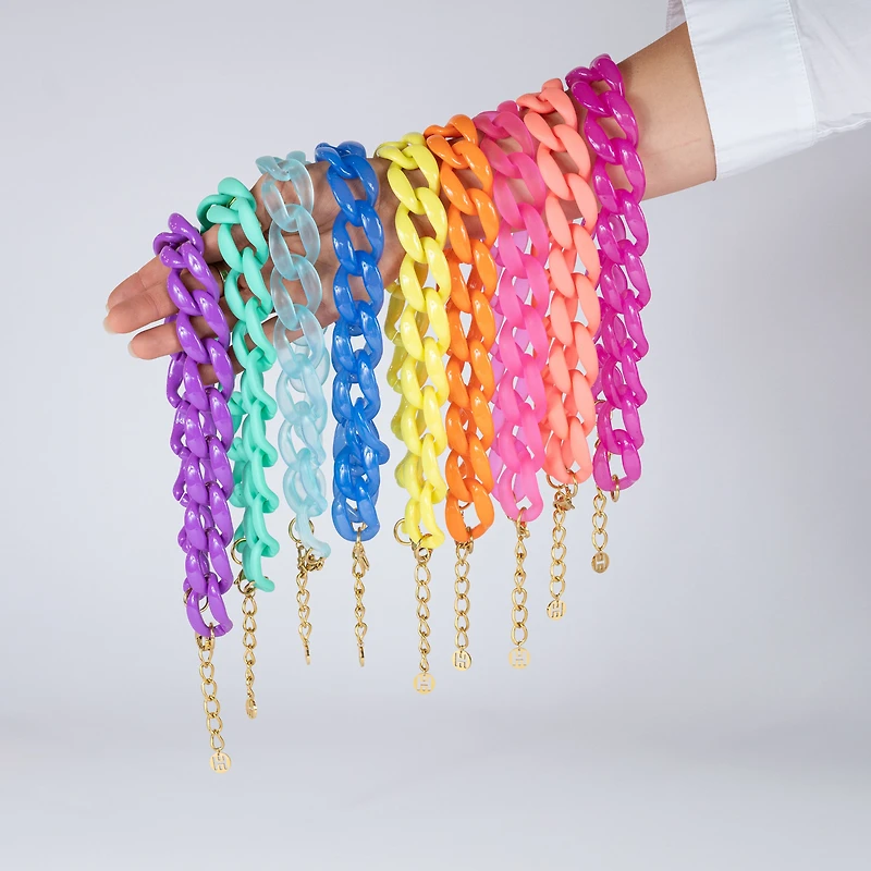 Purple Acrylic Chain Link Necklace