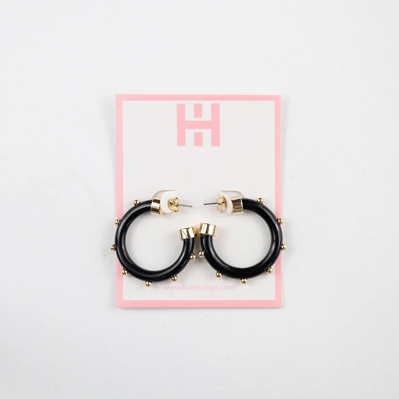 Black and Gold Small Hoop Earrings
