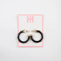 Black and Gold Small Hoop Earrings