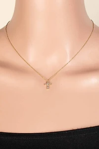 Gold Dipped Cz Cross Pendant Necklace