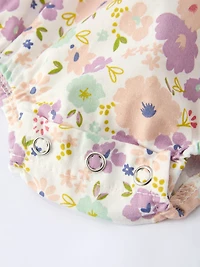 Purple Floral Print Baby Girl Romper