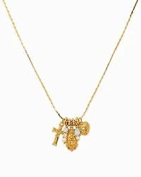 Gold Cross Heart Charm Necklace