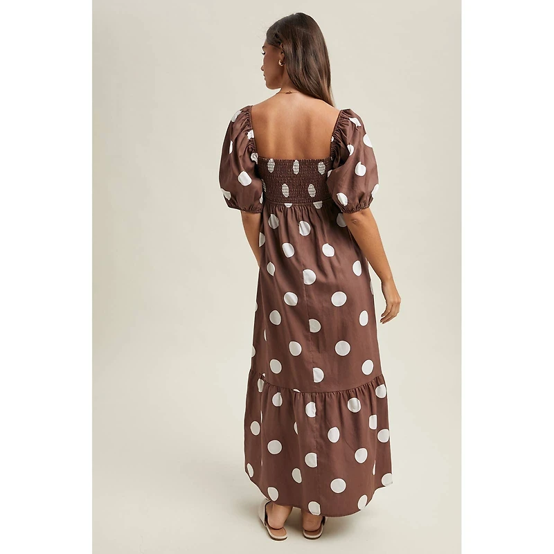 Polka Dot Puff Sleeve Dress